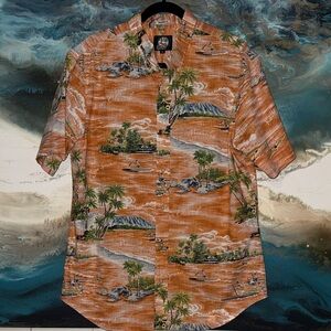 Reyn Spooner Orange Island Print Aloha Shirt